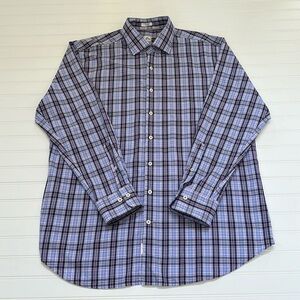 Peter Millar Blue Plaid Button Down Mens Extra Large